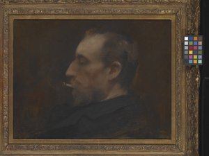 Miehen muotokuva (öljy puulle) tekijältä Charles Emile Auguste Carolus Duran