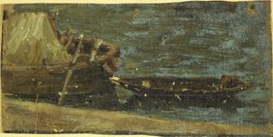Veneet kiinnitettynä, n. 1870 (öljy kankaalle) tekijältä Charles Emile Cuisin