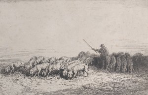 Sikalauma, 1850. tekijältä Charles Emile Jacque