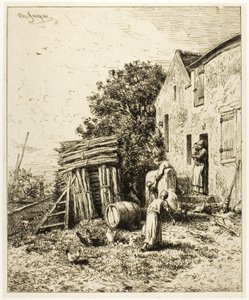 Maalaismainen asunto tekijältä Charles Emile Jacque
