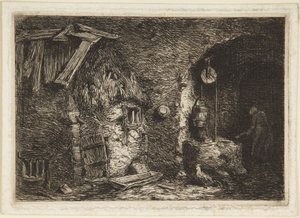 Maalaistalon sisätila tekijältä Charles Emile Jacque