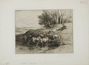 Lehmät juomapaikalla tekijältä Charles Emile Jacque