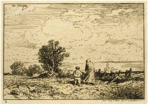 Niityn ylittäminen tekijältä Charles Emile Jacque
