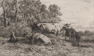 Hollannin lehmät, 1864. tekijältä Charles Emile Jacque