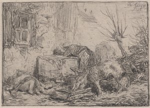 Maatila, n. 1845. tekijältä Charles Emile Jacque