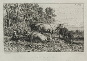 Hollannin lehmät. tekijältä Charles Emile Jacque