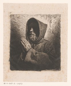 Rukoilevan parrakkaan munkin pää tekijältä Charles Emile Jacque