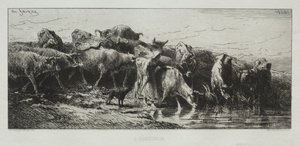 LAbreuvoir, 1866. tekijältä Charles Emile Jacque