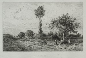 Maisema. tekijältä Charles Emile Jacque