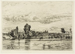 Maisema lähellä Asnièresiä tekijältä Charles Emile Jacque