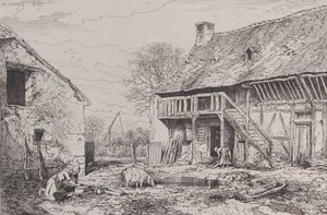 Talonpoikaispihan maisema, 1845. tekijältä Charles Emile Jacque
