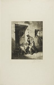 Lampaiden päästäminen ulos tekijältä Charles Emile Jacque