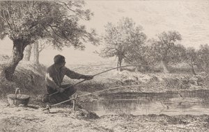 Syttikalastus, 1864. tekijältä Charles Emile Jacque