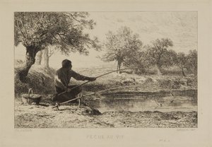 Kalastus elävällä syötillä tekijältä Charles Emile Jacque