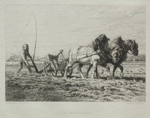 Kyntö. tekijältä Charles Emile Jacque