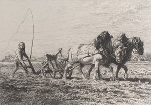 Kyntö, 1864. tekijältä Charles Emile Jacque