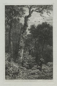 Woodcockin ampuminen. tekijältä Charles Emile Jacque