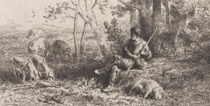 Pieni sikalauma, 1864. tekijältä Charles Emile Jacque