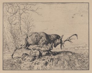 Polttarit taistelevat susia vastaan Antoine Louis Baryen mukaan, 1846. tekijältä Charles Emile Jacque