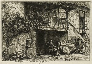 Portaat talon edessä tekijältä Charles Emile Jacque