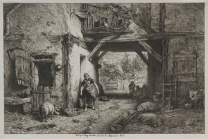 Maatilapiha. tekijältä Charles Emile Jacque