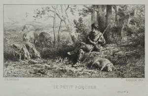 Pikku sikapaimen. tekijältä Charles Emile Jacque