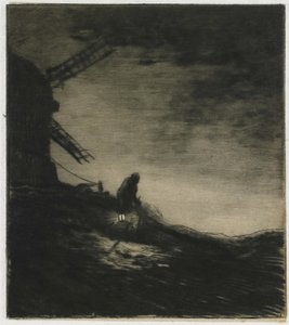 The Mill, 1848 (rypoint ruletilla ja levysävyllä chine collélla) tekijältä Charles Emile Jacque