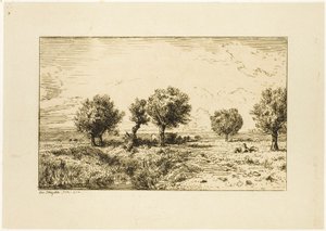 Pajuja maisemassa tekijältä Charles Emile Jacque