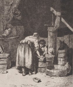 Naisten pesu, n. 1845-50. tekijältä Charles Emile Jacque