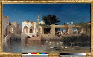 Cafe a Adalia, dit Habitations Turks lähellä Adaliaa Turkissa Charles Torunemine (1812-1872) maalaus 1856 Su. 0,69 x 1,24 m Pariisi, musee d
