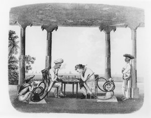 Smoking the Hookah, levy 43 julkaisusta Oriental Drawings, kaiverrus T. Rickards, pub. 1806 (akvatinta)