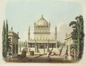 Hyder Alin ja Tippoo Sultanin hauta, levy 49 teoksesta "Oriental Drawings", kaiverrettu Thomas Medland (1755-1823) pub. 1806 (akvatintta)