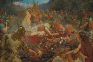 Viikingisoturin kuolema, 1909 tekijältä Charles Ernest Butler