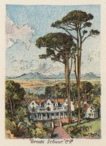 Etelä-Afrikka: "Groote Schuur", CP (värilitografia). tekijältä Charles Ernest Peers