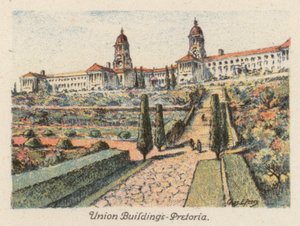 Etelä-Afrikka: Union Buildings, Pretoria (värilitografia). tekijältä Charles Ernest Peers