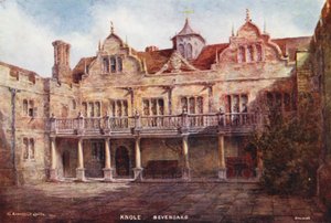 Knole House: Stone Court (värilitografia) tekijältä Charles Essenhigh Corke