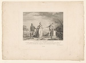 Jacques Neckerin paluu, 1788 Le Remember de Monsieur Necker (otsikko esineessä) tekijältä Charles Etienne Gaucher