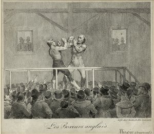 Englannin nyrkkeilijät (litho) tekijältä Charles Etienne Pierre Motte