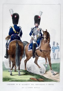 Hevoskranatiereiden 2. rykmentin univormu, Ranska, 1823. tekijältä Charles Etienne Pierre Motte