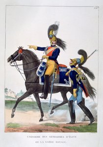 Kuninkaallisen vartijan eliittisandarmien univormu, Ranska, 1823.