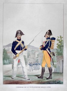 Kuninkaallisten jalkasandarmien univormu, Ranska, 1823.