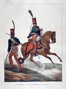 Ranskan husaarien 6. rykmentin univormut, 1823.
