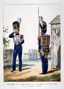 Ranskan kuninkaallisen vartijan grenadiereiden univormut, 1823.