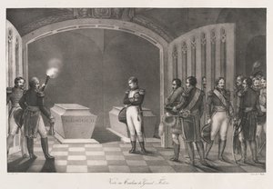 Vierailu Frederick Suuren haudalle aikaisin 1800-luku (litho) tekijältä Charles Etienne Pierre Motte