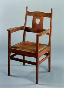 Ruokapöydän tuoli käsivarsilla ja upotettavalla istuimella, n.1902 (tammi)