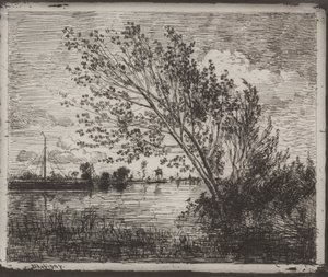 Leppärypäle, alkuperäinen jäljennös 1862, painettu 1921. tekijältä Charles Francois Daubigny