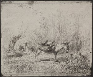 Aasi pellolla, alkuperäinen jäljennös 1862, painettu 1921. tekijältä Charles Francois Daubigny