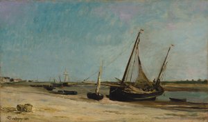 Veneitä meren rannalla Étaplesissa tekijältä Charles Francois Daubigny