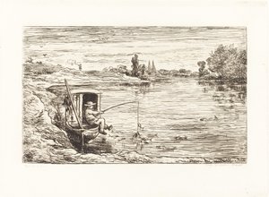 Cabin Boy Fishing (Le Mousse a la peche) tekijältä Charles Francois Daubigny