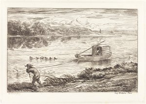 Mökkipoika vetää köyttä tekijältä Charles Francois Daubigny